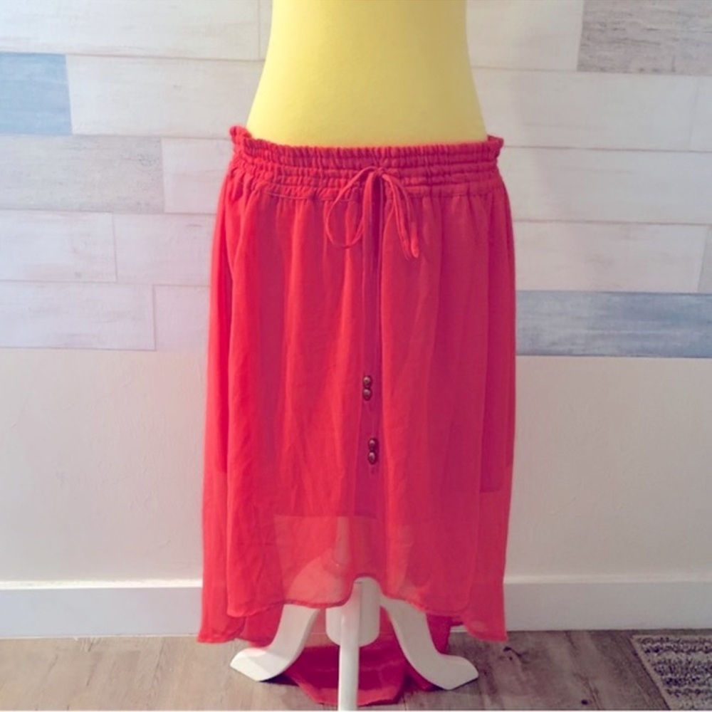 Roxy Pink Chiffon High Low Skirt